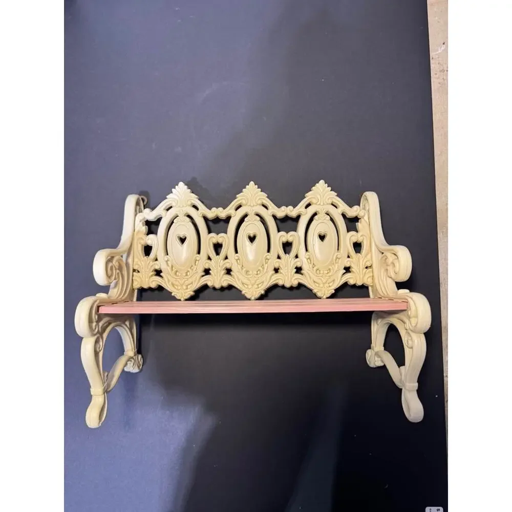 Cream Pink Ornate Heart Wall Shelf